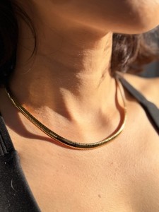 Authentic 16" Italian Domed Omega Necklace Chain 14k Yellow Gold Plated Sterling Silver