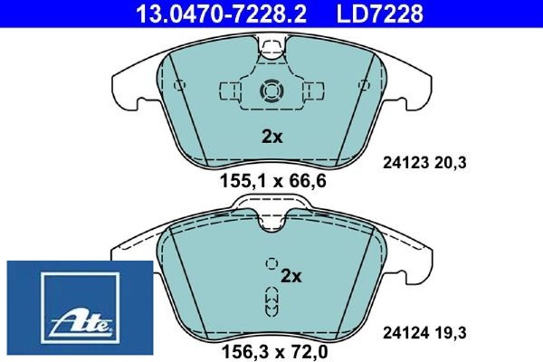ATE 13.0470-7228.2 Bremsbelagsatz FüR Scheibenbremse Bremsbelagsatz-image