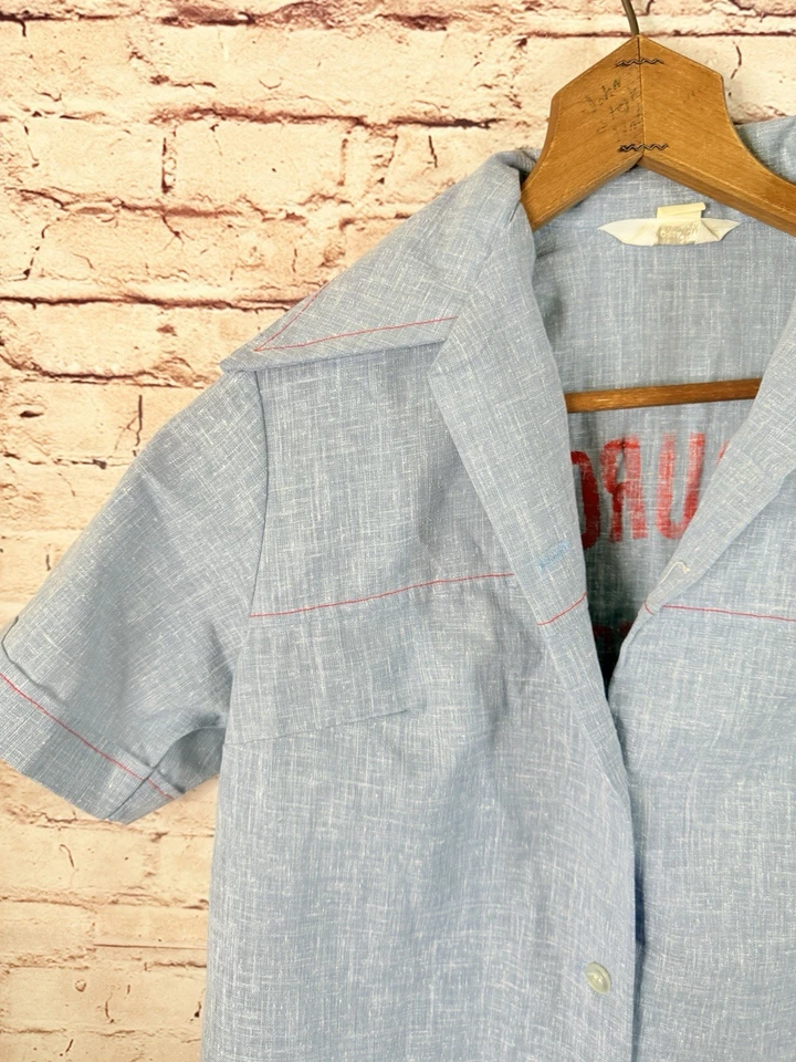 Camisa de Bowling Vintage Terciopelo Rojo Hierro Sobre Hamburguesas Nat Nast Rockabilly Mujer M Foto 3 de 4