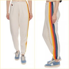 AVIATOR NATION Sweatpants S Rainbow-Stripes,Logo-Embroidery,Jogger,,USA made