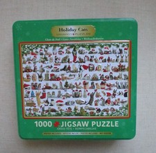 EUROGRAPHICS 1000 PC JIGSAW PUZZLE IN COLLECTOR TIN - HOLIDAY CATS