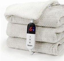 Heated Blanket Electric Throw Waffle, 50x60 Inches Sherpa Fleece Fast Heating Bl