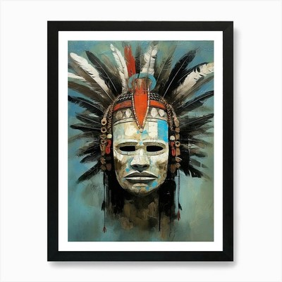 Shoshone Schatten in Masken - Native gerahmtes Wandbild Poster Leinwanddruck Bild