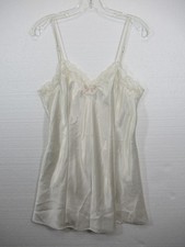 Vintage 90s Victoria's Secret Satin Slip Babydoll Chemise Women Medium Ivory