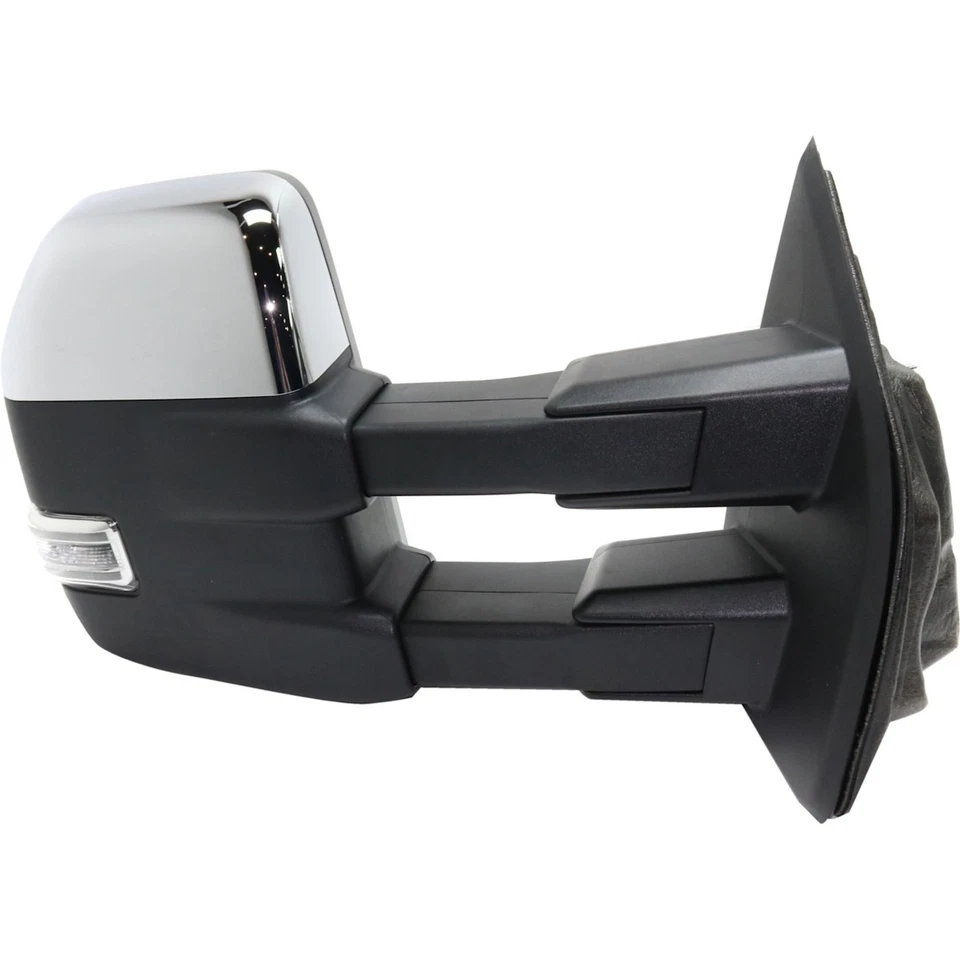 Tow Mirror Set For 2015-2018 Ford F150 Left and Right Power Fold Textured Chrome Foto 3 de 4