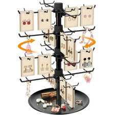 4-Tier Rotating Jewelry Display Stand with 80 Hooks, Earring Display for Vend...