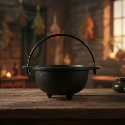 Versatile 5'' Cast Iron Cauldron with Handle for Smudging and Stylish Decoration