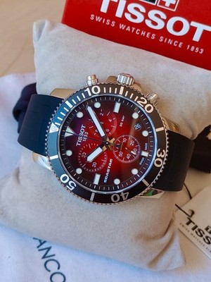 Tissot Seastar 1000 T-Sport Stahl Herren Chronograph rot & schwarz Zifferblatt Diver 300m 