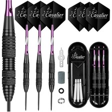 Profi Steel Darts Set 3 Stück including Flights Gummi Ringe Schärfstein