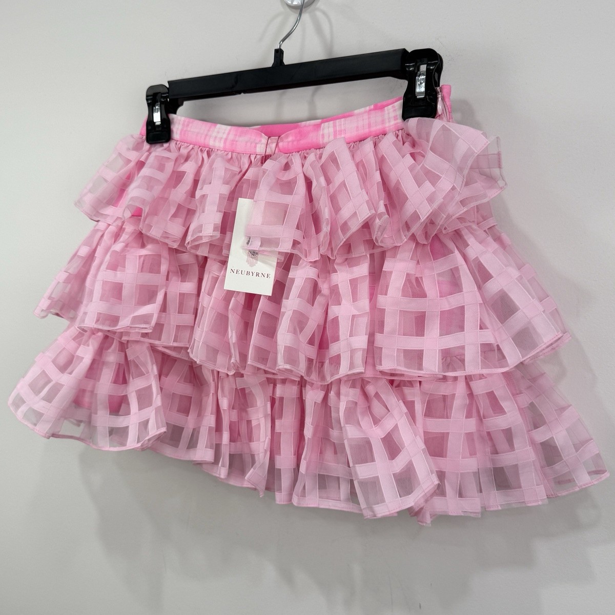 Neubyrne Mini Skirt Women's S Pink Organza Tiered Barbiecore