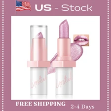 Metallic Pink Frost Glitter Lipstick for Women, Long Lasting High Shine #1