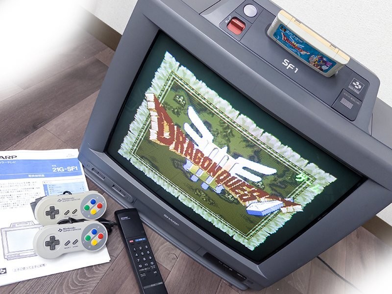SF1 ファミコン コントローラ付き　21型 Sharp 21G-SF1 Super Famicom Built-in TV Console SFC Tested Working
