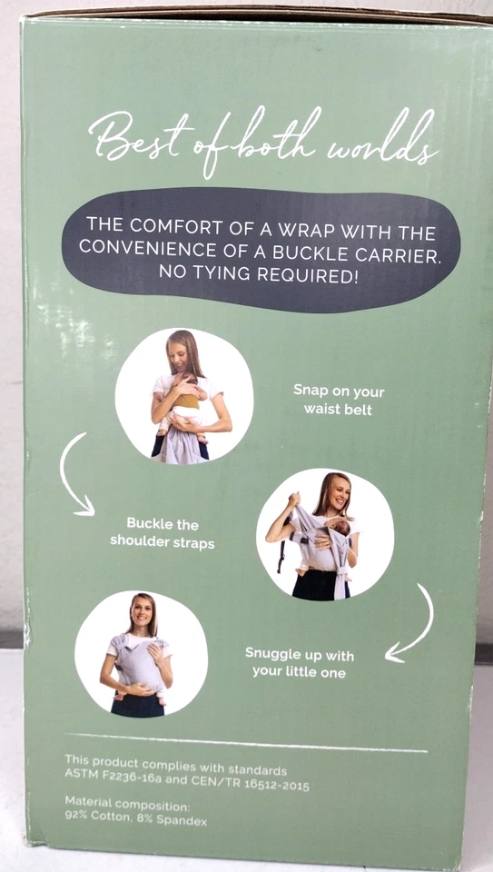 BOBA Bliss 2-in-1 Hybrid Wrap-Like Baby Carrier 0-18 Months 7-35 Lbs Sea Mist - Image 4 of 4