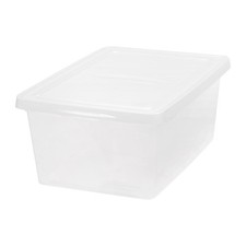 Large Clear Stackable Storage Bin with Lid 17 Qt Plastic Tote Container