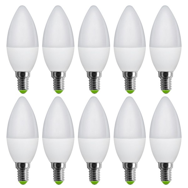 10 X Led Leuchtmittel Kerze 6W = 40W E14 Matt 160° Kaltweiß 6000K Tageslicht-image