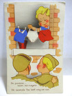 WWII FRENCH POSTCARD WE DECORATE THE BEST WAY WE CAN, SOLDIERS, GIRLS LAUNDRY — photo 1