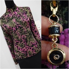 ST JOHN GREEN/BLACK AND PINK ANIMAL PRINT JACKET SZ 12  FIT 10 