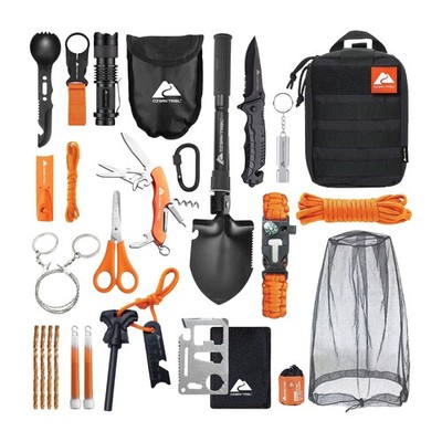 Ozark Trail 21 Piece Deluxe Outdoor Survival Kit Waterproof Case Camping Hiking