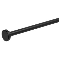 28 In. - 46 In. Tension 3/4 in Single Curtain Rod Kit in Matte Black with Flat F