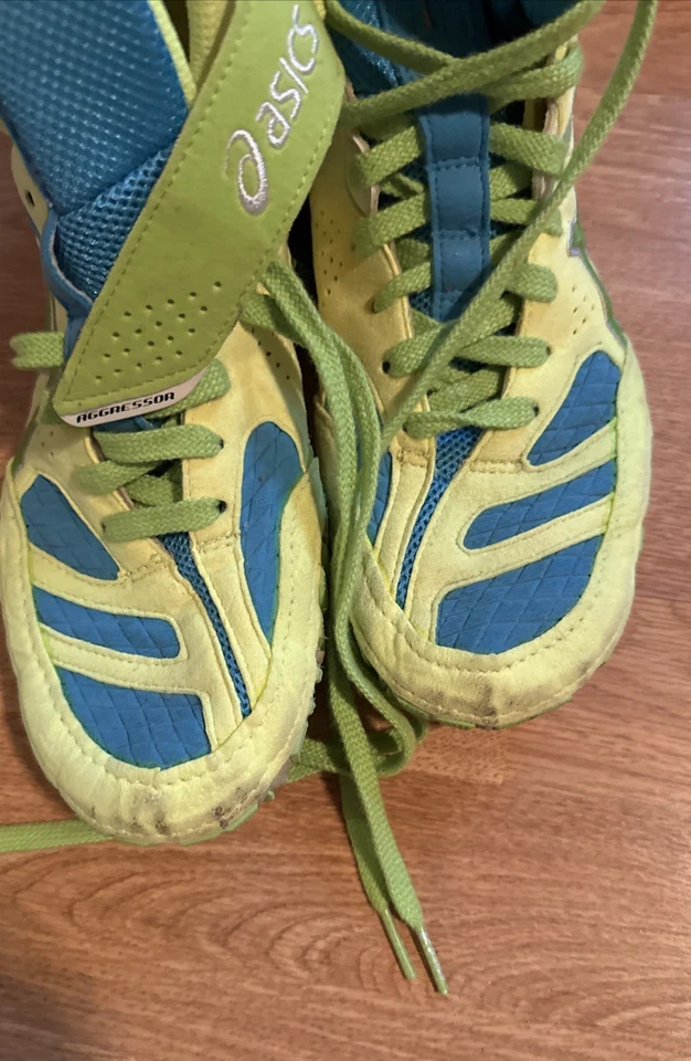 ASICS Aggressor 2 Hombre Lucha Libre Talla 8.5 J402Y (2014) Verde Neón Foto 4 de 4