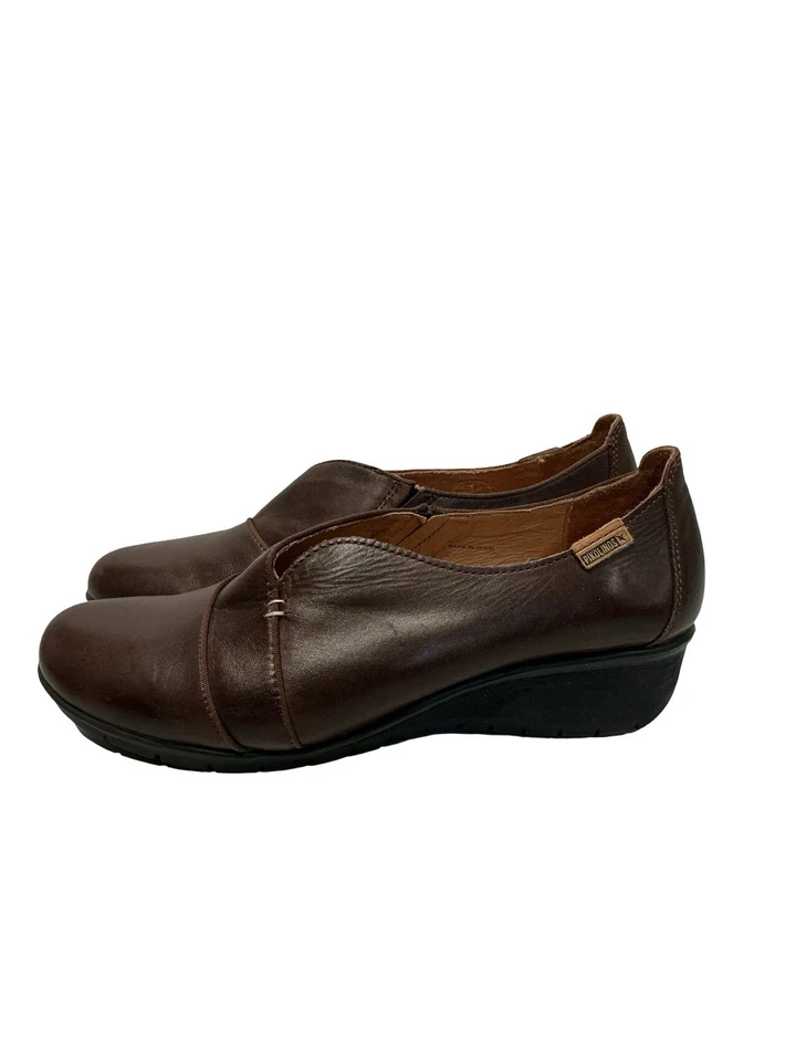Pikolinos Women's Sz 41 10-10.5 Quality Brown Leather Slip On Loafers - Image 2 of 4