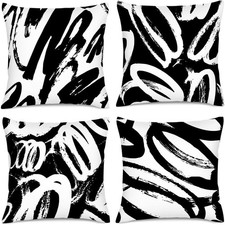 Black and White Pillow Covers 18x18 Inch Set 18 x 18 Pack of 4 ,