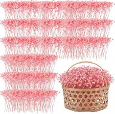 100 PCS Mini Dried Babys Breath Flowers Pink 5600 Bulk Bouquet Natural