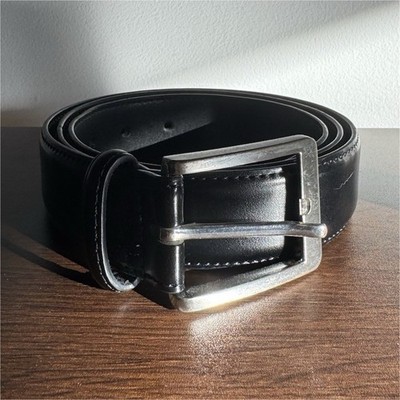 xouxou Men's Dress Belt Size 38 Black Solid Adjustable Stainless Steel Buckle
