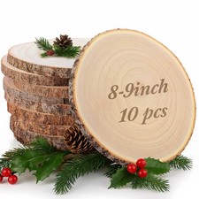 Tioncy 10-Pack Large 8-9" Unfinished Wood Slices Rounds for Centerpieces  Craft