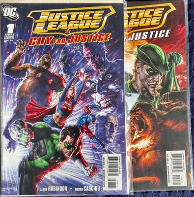 Justice League: Cry for Justice #1 + 2. 2009.  **V.Fine - Bagged and Carded**