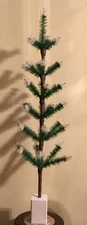3.5 ft ELI’S MEMORIES SNOW TIPPED “CRUELTY FREE GOOSE FEATHER TREE 🥳😹SEE VIDEO