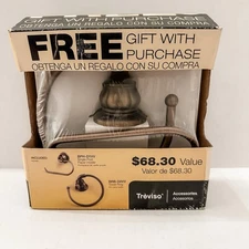 PFISTER TREVISO Bronze Metal TOWEL RING & SINGLE POST TOILET PAPER HOLDER READ