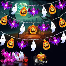 Halloween's String Lights 20 FT 30 LED 3D Pumpkin Bat Ghost Light Party Decor