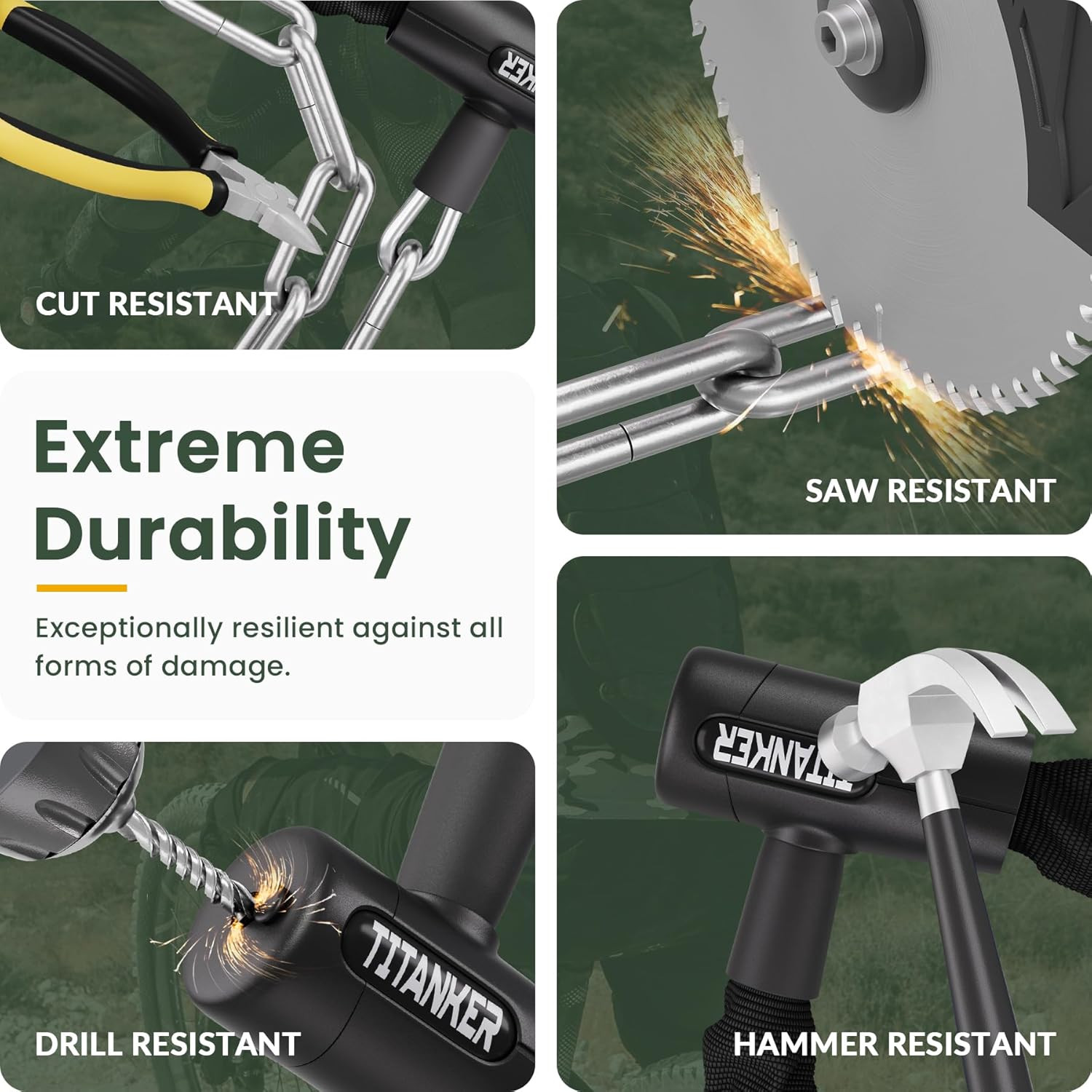 Titanker Bike Chain Lock with Keys, 3.3 Feet Security Heavy Duty Anti-Theft Bicy