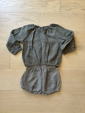 Quincy Mae Toddler Olive Green Cotton Gauze Top Set, Size 2-3Y