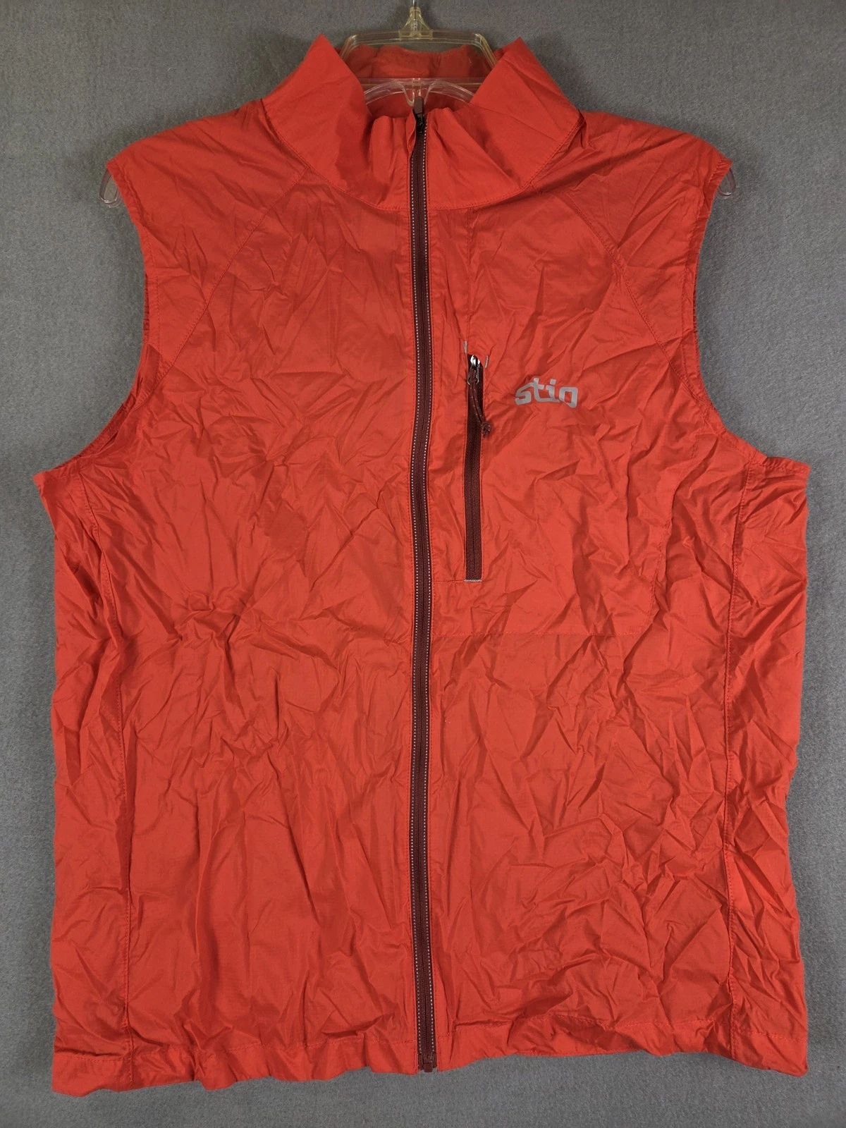 Stio Men's Outdoor Vest Full Zip Pocket Fishing Lightweight Orange Camp Small S