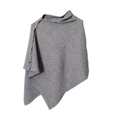 Women Knitted Shawl Scarf Poncho Sweater Cape Button Fall Winter Wrap