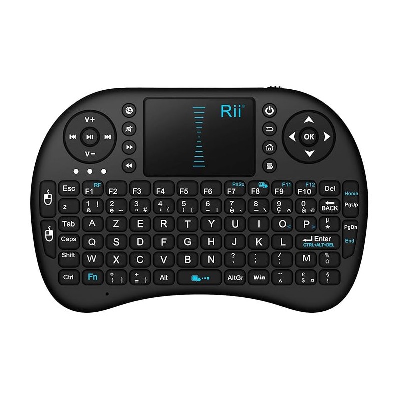 Rii Mini i8 clavier sans fil AZERTY pavé tactile souris pour PC et TV