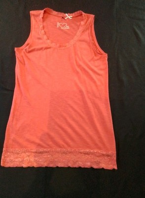 Lerros Damen Shirt Gr L mit Spitze Rot/Rosafarbend Top Zustand