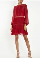 True Decadence Lena Crimson Red Lace Autumn Christmas Party Mini Dress UK 10