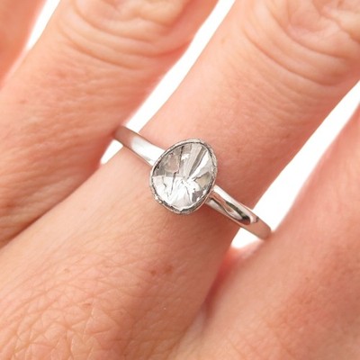 D'Joy 925 Sterlingsilber echter Rosenschliff Diamant Verlobungsring Größe 8