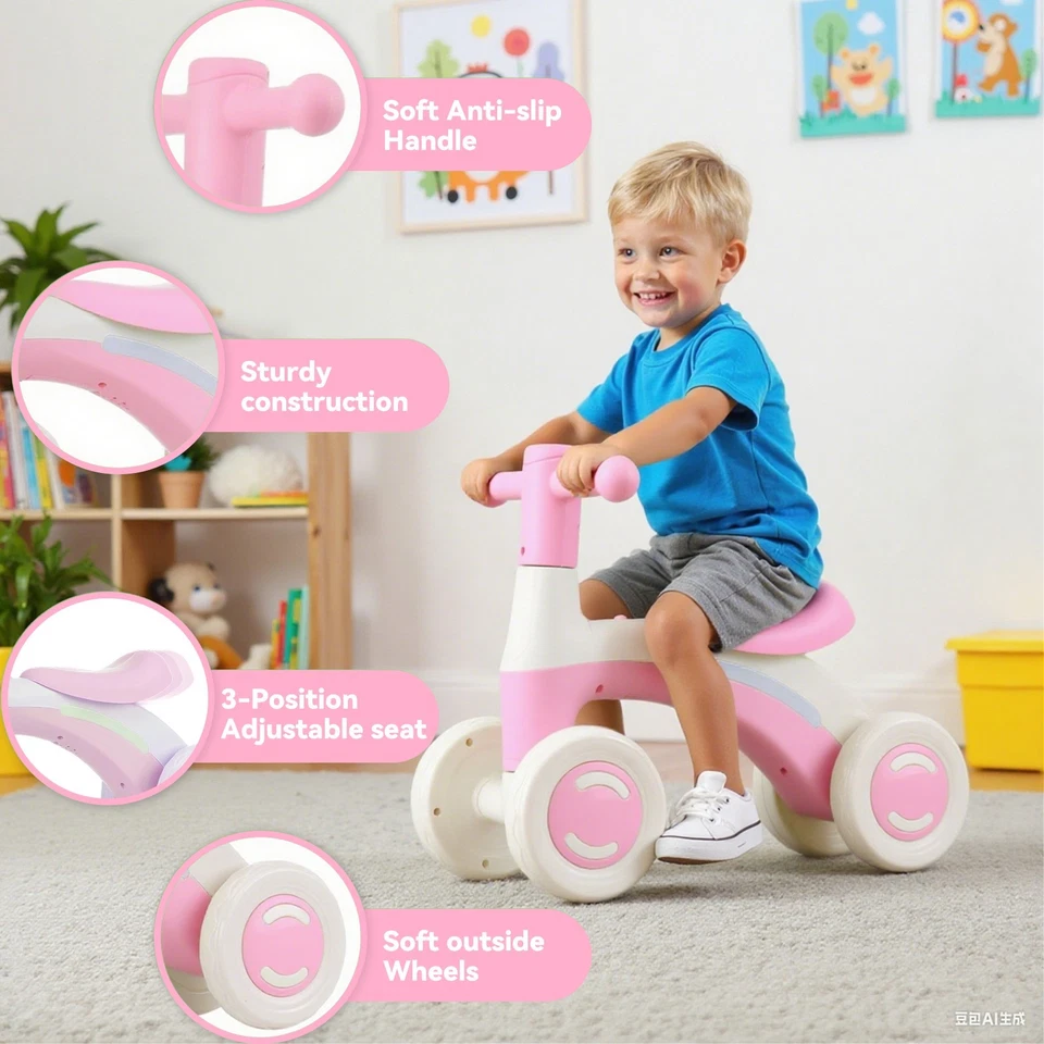 Laufrad für Kinder ab 1-3 Jahre Kinderlaufrad mit Stützräder Pedalen 4-Räder Neu - Bild 2 von 4