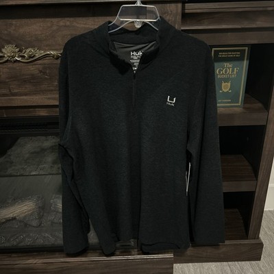 Huk Leeward Lightweight Fleece 1/4 Zip Pullover Black Men's Large NWT H1300119
