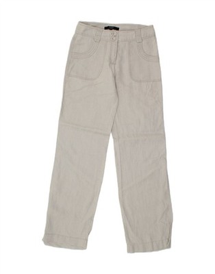 HALLHUBER Womens Straight Casual Trousers EU 34 XS W27 L33 Grey Linen CN85