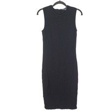 Vince Women's Scoop Neck Sleeveless Midi Casual Little Black Dress Office Sz S