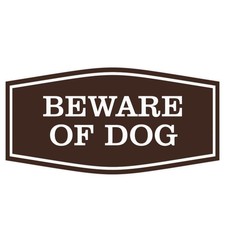 1 Pack Medium Dark Brown Beware of Dog Sign, Fancy, Durable, Home Security