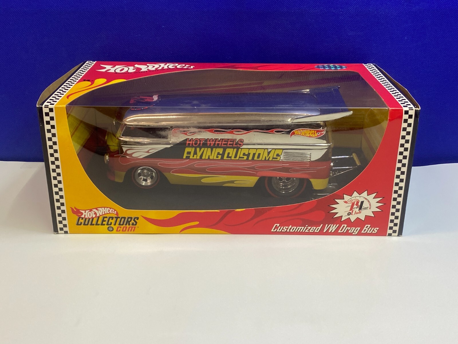 HOT WHEELS 1/18 SCALE RLC CHROME FLYING CUSTOMS CUSTOMIZED VW DRAG BUS #2527