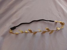 Gold Tone Leaf Elastic Headband For Women Girls