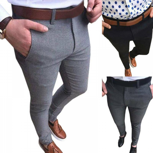 Pantalone uomo slim fit fondo skinny business formale ufficio abito tuta pantalone - Foto 1 di 6