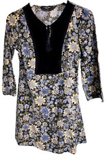 Zara Dress Floral Size S Flirty Long Sleeve Velvet Accents Fall Trafaluc
